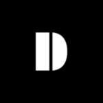 Imagem com fundo preto e no centro há a letra D em branco.